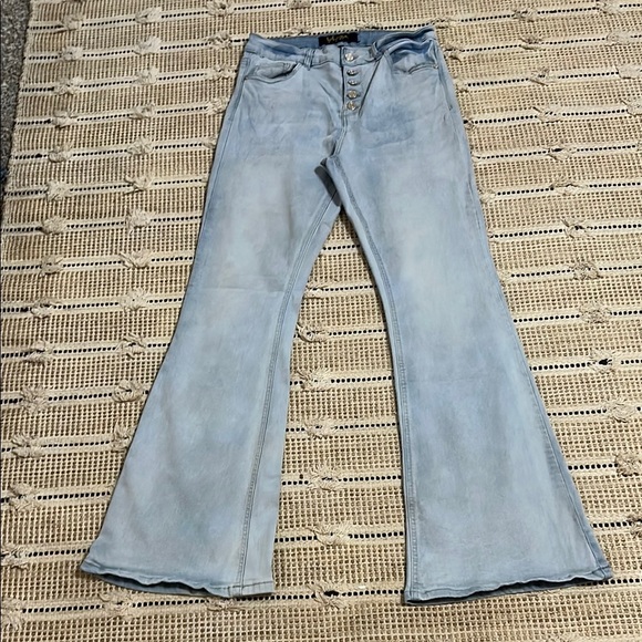 Indigo Rein Blue Flare Wide Leg Jeans - Picture 1 of 6